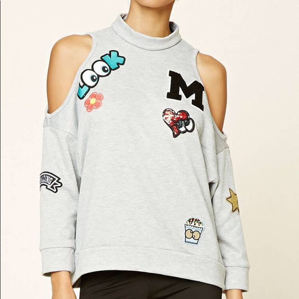 Forever21 Open-Shoulder Patch Top - NWT - Size: S